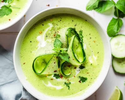 Kalte Gurkensuppe (Grünes Gurken-Gazpacho)