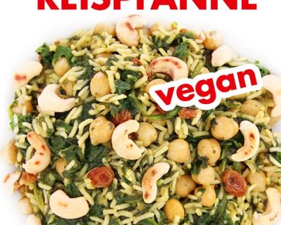 Vegane Reispfanne mit Kichererbsen und Spinat
