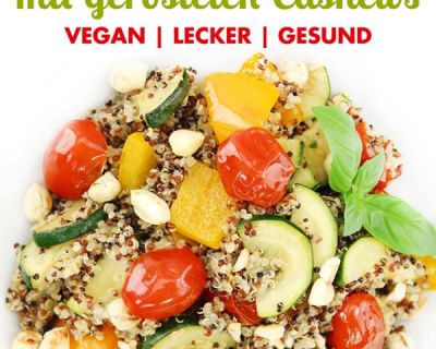 Vegane Quinoa-Gemüsepfanne mit Paprika, Zucchini und Tomaten