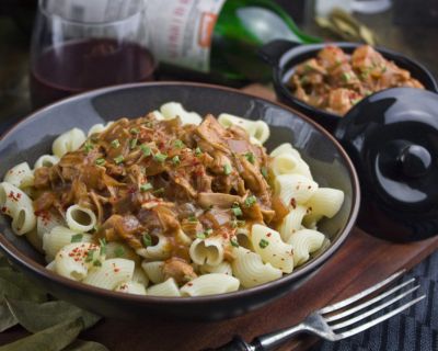 Glühwein-Gulasch mit Jackfruit [Frankenfood]