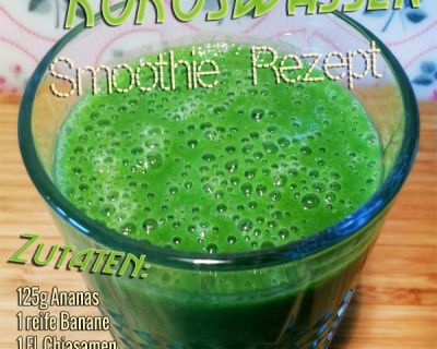Grüner Smoothie mit Chiasamen und Kokoswasser
