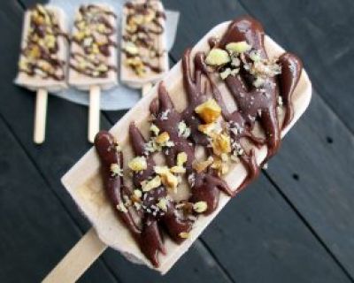 Walnuss Schoko Eis am Stiel (Vegan, Glutenfrei, Ohne Kristallzucker)