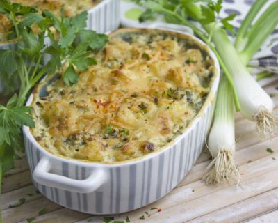 Kartoffel-Spargel-Auflauf mit Frühlingszwiebeln