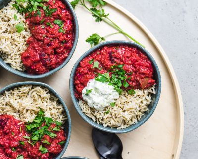 Rote Bete Dhal mit Apfel