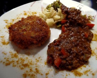 Beluga Linsen Curry zum Blumenkohl