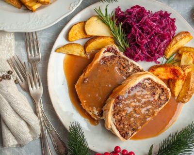 Veganer Linsenbraten im Blätterteigmantel