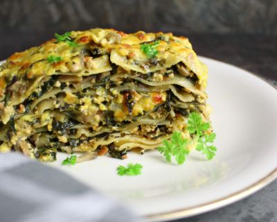 Leckere Champignon-Lasagne mit Spinat