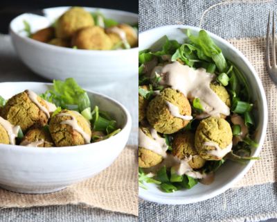 Blumenkohl-Kichererbsen-Falafel mit Tahinisoße