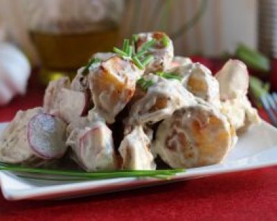 Gerösteter Kartoffelsalat mit Knoblauchdressing