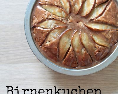 Birnenkuchen mit Lebkuchengewürz und Mandelglasur