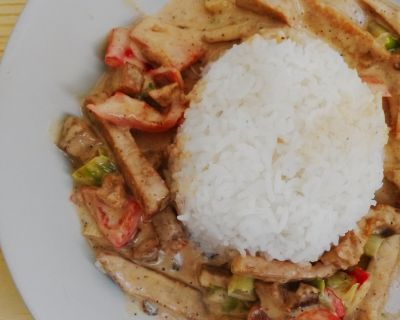 Seitan-Geschnetzeltes mit Jasminreis