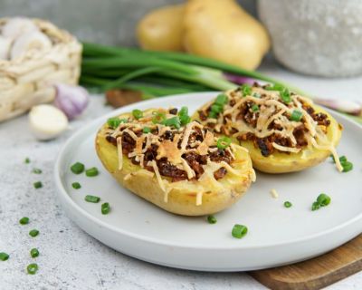 Überbackene Hack Kartoffeln vegan