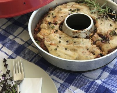 vegane Moussaka aus dem Omnia-Backofen