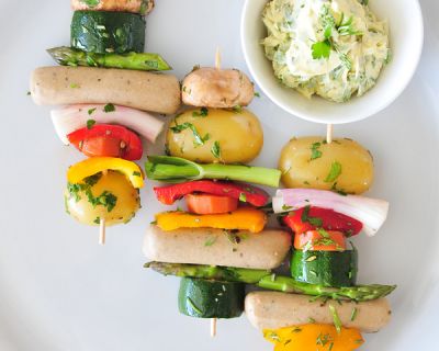 Marinierte Gemüse-Grillwurst-Spieße vegan