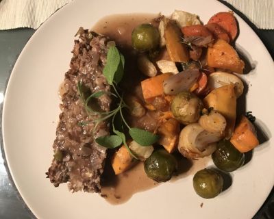 Linsenbraten mit Winter-Ofengemüse