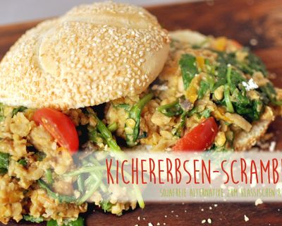 Kichererbsen Scramble mit Spinat