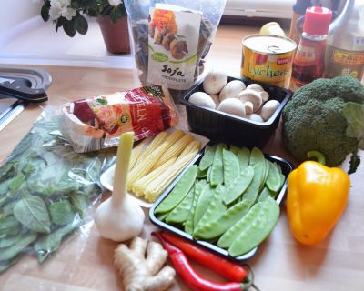 "Beef" Stir Fry mit Litschi-Sauce