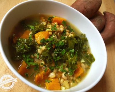 Bohnen-Grühnkohl-Eintopf mit Süßkartoffeln