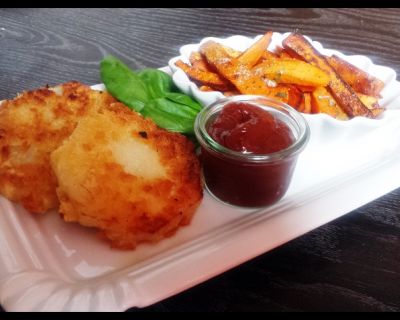 Rezept vom 25.06.2016: Kohlrabi Schnitzel mit Süßkartoffel Pommes (Vegan)