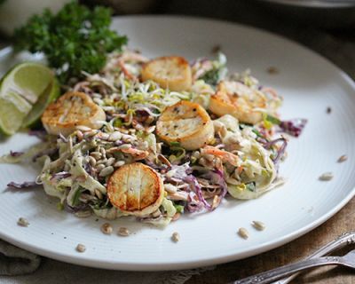 Coleslaw vegan mit Kräuterseitling-Filets