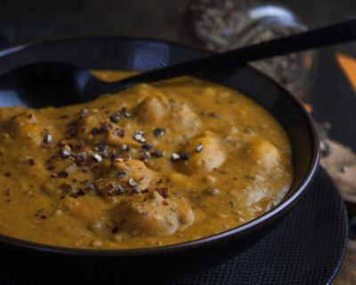 Kürbis-Gnocchi-Suppe mit Tofu-Hack