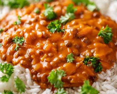 Einfaches Linsencurry mit Currypaste und Möhren