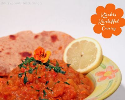 Indisches Kürbis Kartoffel Curry mit Chapati