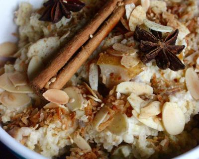 Vegan Detox – Tag 9 : Sternanis-Zimt-Brei mit Mandelblättchen – zitroniges Backgemüse mit Dips