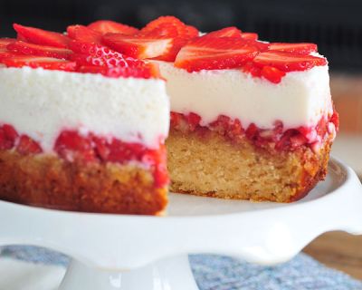 Erdbeer-Joghurt-Kuchen vegan & fructosearm