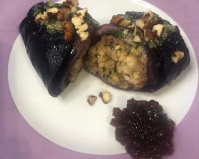 Rotkohl-Maronen-Rouladen (vegan)