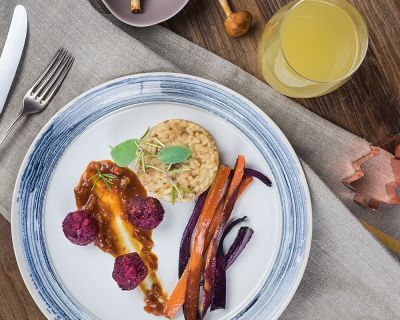 Steinpilzrisotto mit Rote Bete Bällchen