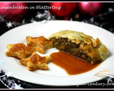 Veganer Linsenbraten in Blätterteig