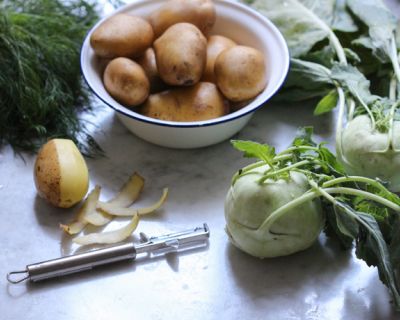Veganer Kartoffelstampf mit cremigem Kohlrabi & Dill