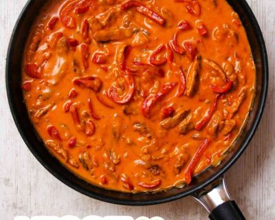 Veganes Paprika Rahm Geschnetzeltes