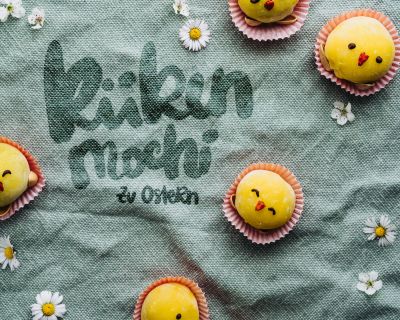 Küken-Mochi zu Ostern – Kleine Reiskuchen mit süßer Marzipan-Füllung