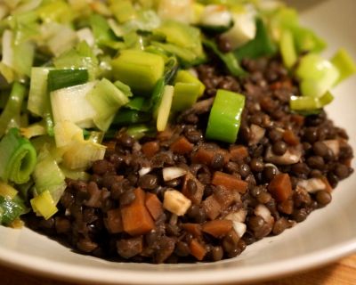 Warmer Linsensalat mit Lauch