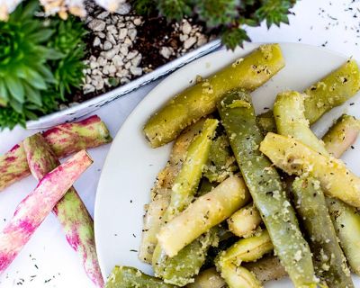 Buschbohnen in Semmelbrösel