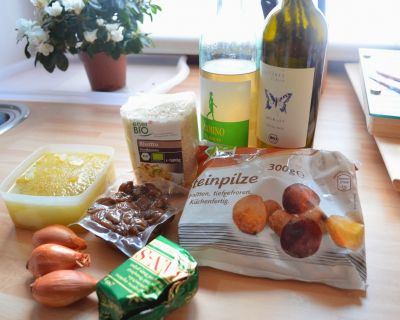 Pilz-Maronen Risotto mit Rotweinreduktion
