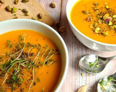 Vegane Süßkartoffel-Blumenkohlsuppe