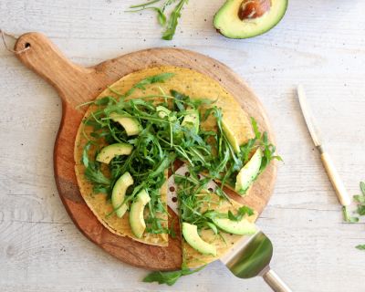Kichererbsen-Socca mit Rucola