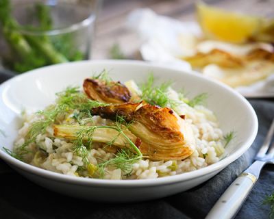 Veganes Fenchel-Lauch Risotto