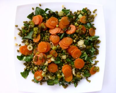 LÖWENZAHNSALAT MIT MUNGOBOHNEN