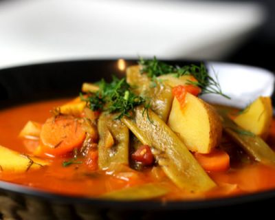 Mediterraner Eintopf mit grünen Bohnen