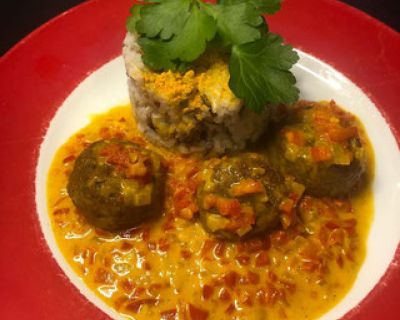 Daal Kofta, Linsenbällchen in Paprikasosse  (vegan)