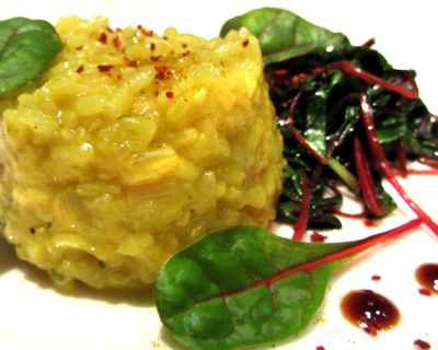 Curry-Risotto mit Baby-Mangold