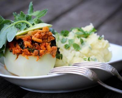 Gefüllter Kohlrabi mit Kartoffelstampf