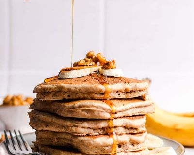 Vegane Banane-Walnuss Pancakes (zuckerfrei, ölfrei)