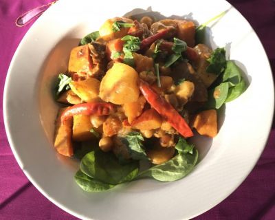 Gemüse Korma mit Kichererbsen und Saitan