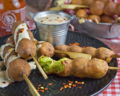Frittierter Rosenkohl am Spieß