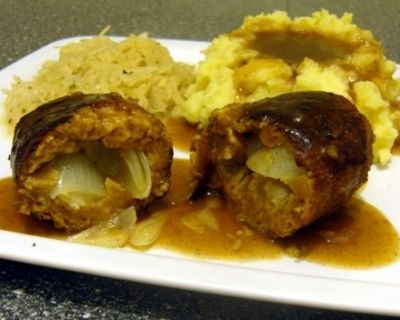 Seitan Rouladen mit Sauerkraut und Kartoffelpüree